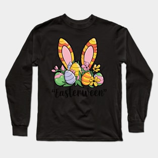 Easterween Bunny Ears and Eggs Festive Holiday Design Long Sleeve T-Shirt